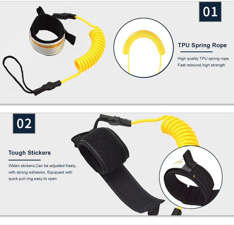 Ragyzity Surfboard Leash, Straight Surf Board Leashes, Coiled SUP Leash Premium Stand Up Paddle Board Leg Rope Wrist Strap, Coiled Sup Leash Leg Rope for Shortboard, Longboard, Paddleboard - Image 2